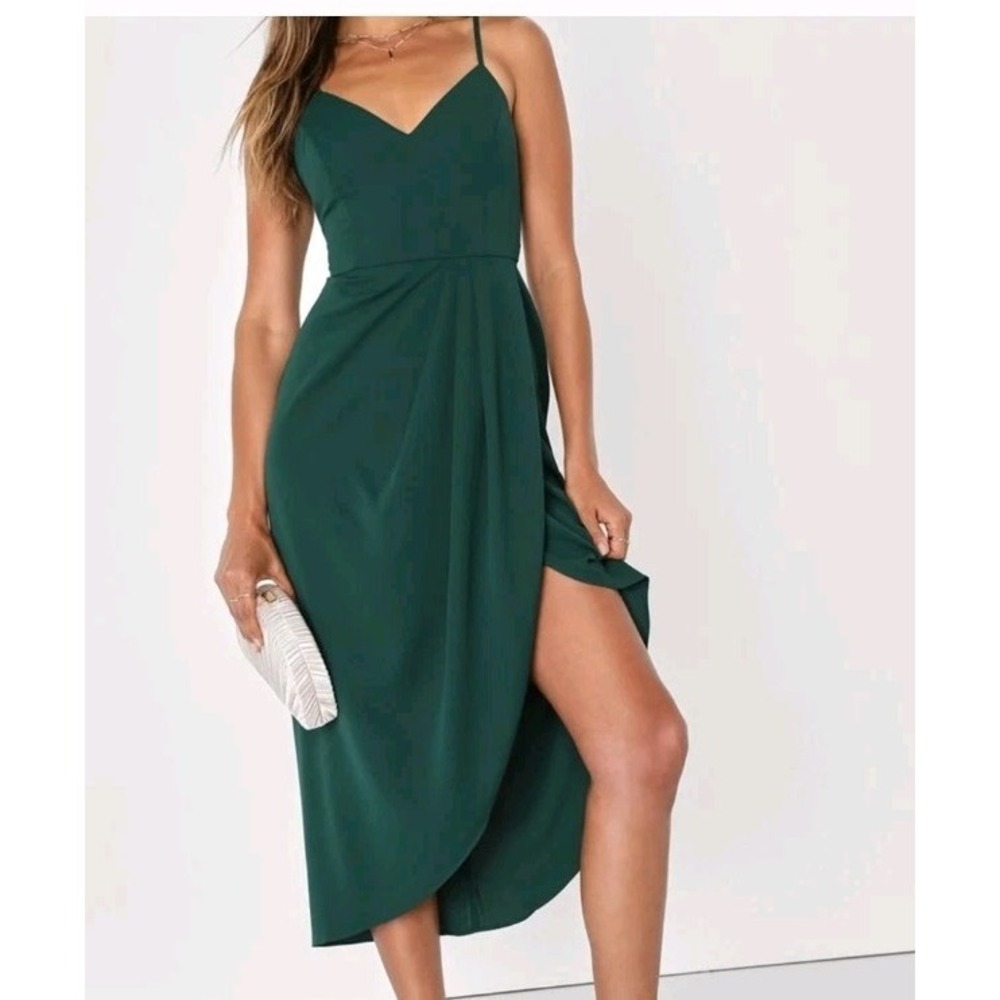 Lulus Reinette Dark Green Midi Dress